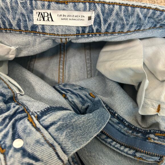 Zara 90s Straight Jeans Light Wash Sz 2 - Picture 3 of 3